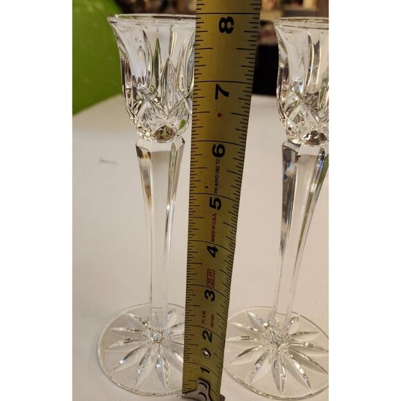 Gorham Lady Anne  Sparkling Crystal Candlesticks 2 Elegant Taper Candle Holders - Picture 5 of 6
